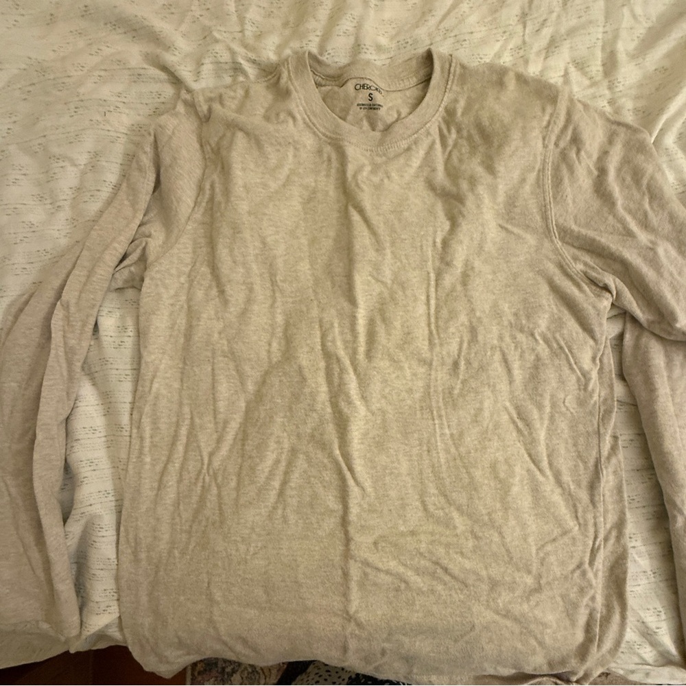 Cherokee Men’s Long Sleeve Crewneck Shirt - Light Beige